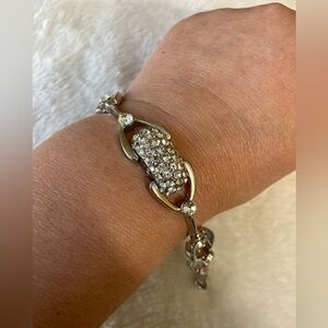 Pave' Set Crystals Silver Tone Bracelet‎